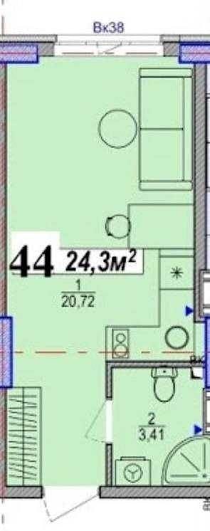 One-Room Apartment — Darnytskyi